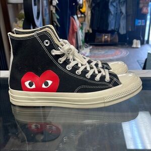 Black High-Top Sneakers with Red Heart